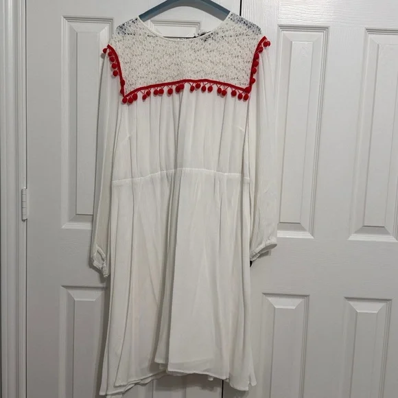 Eloquii | Dresses | Eloquii White Lace Dress With Red Accents | Poshmark
